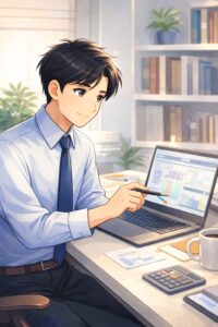 mbtiの覚え方を実践する男性のイメージ