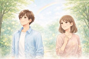 mbtiの青グループの二人が自分の強みに自信を持つイメージ