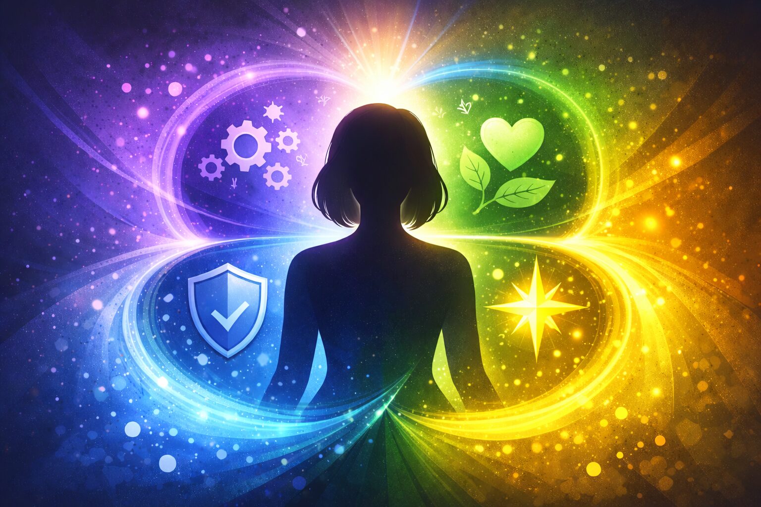 MBTIでいう４つの色の違いを表現したイメージ