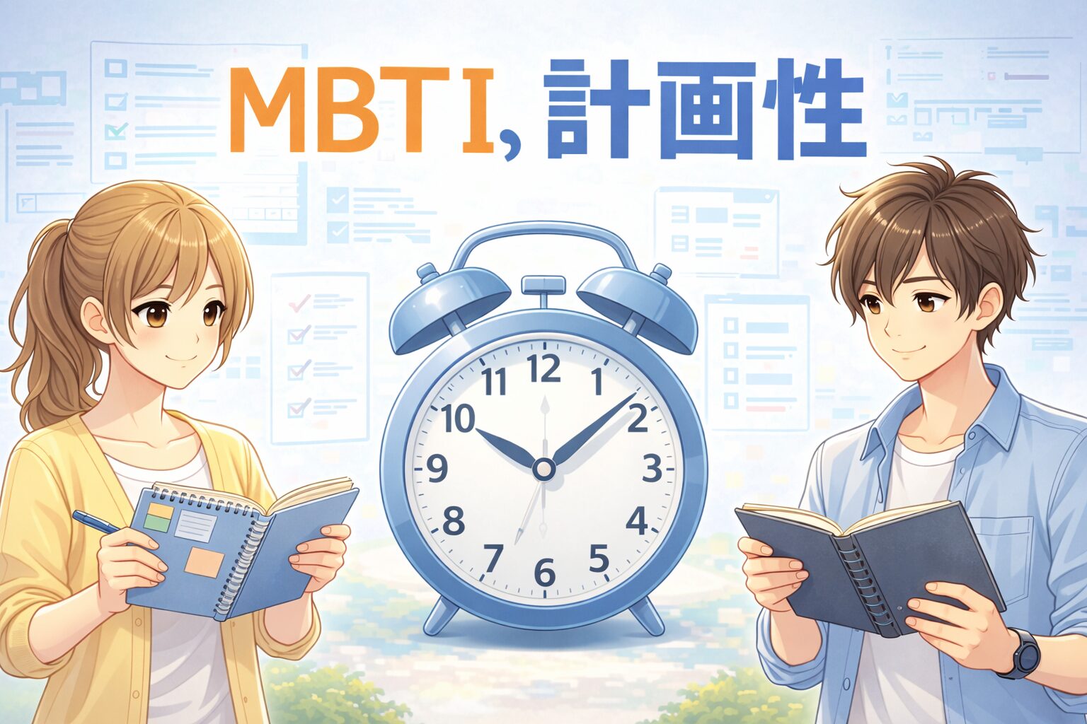 MBTIにおける計画性の違いの対比イメージ