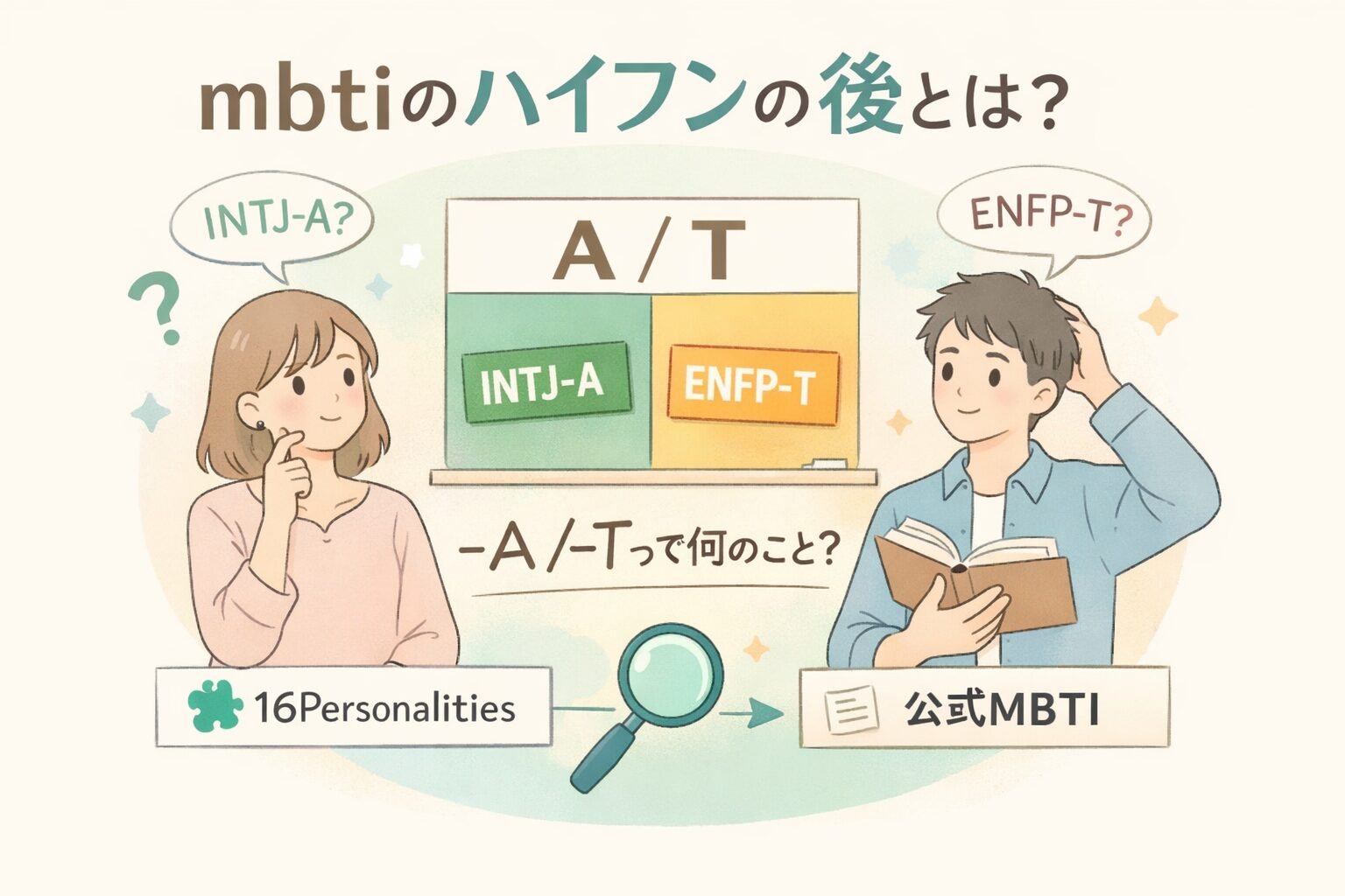 mbtiのハイフンの後を考えるイメージ図