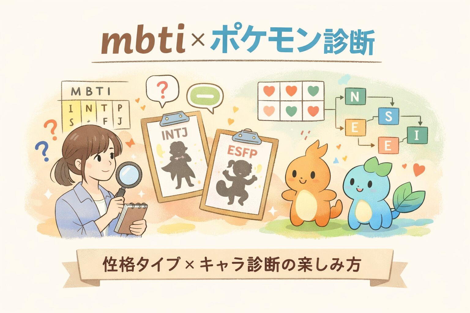 mbti×ポケモンでキャラ診断を楽しむイメージ図