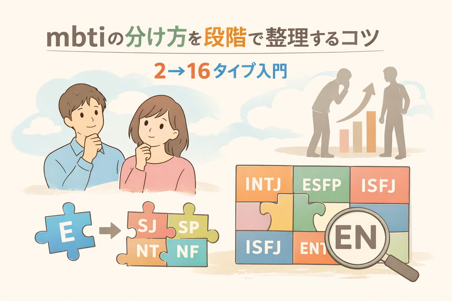 mbtiの分け方を段階で整理するコツのイメージ図