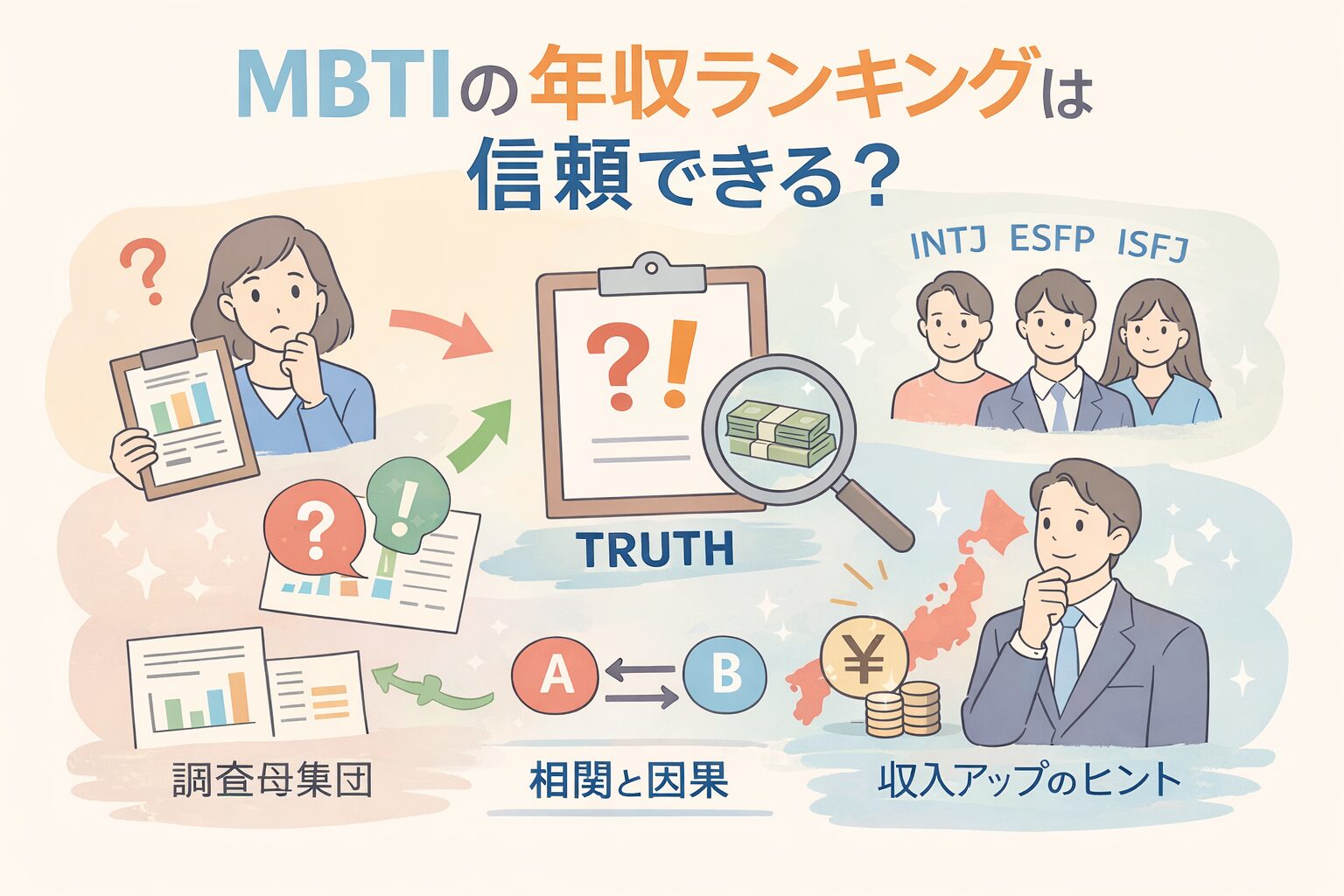 MBTIの年収ランキングは信頼できる？のイメージ図