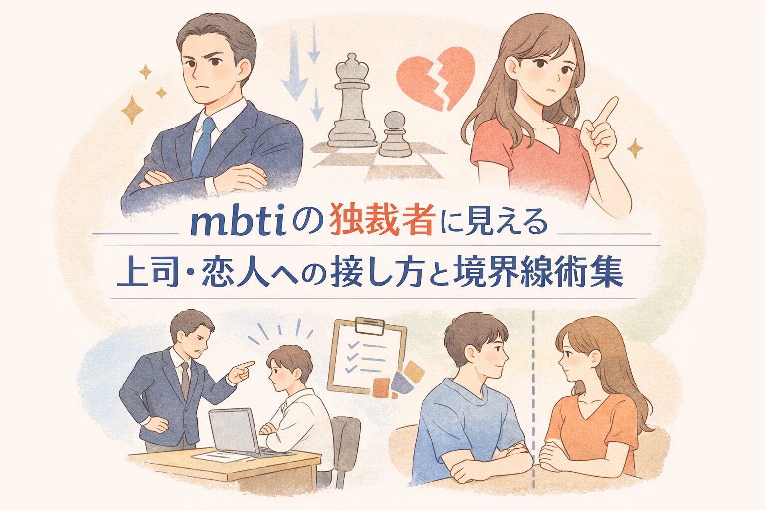 mbtiの独裁者に見える上司・恋人への接し方と境界線術集のイメージ図