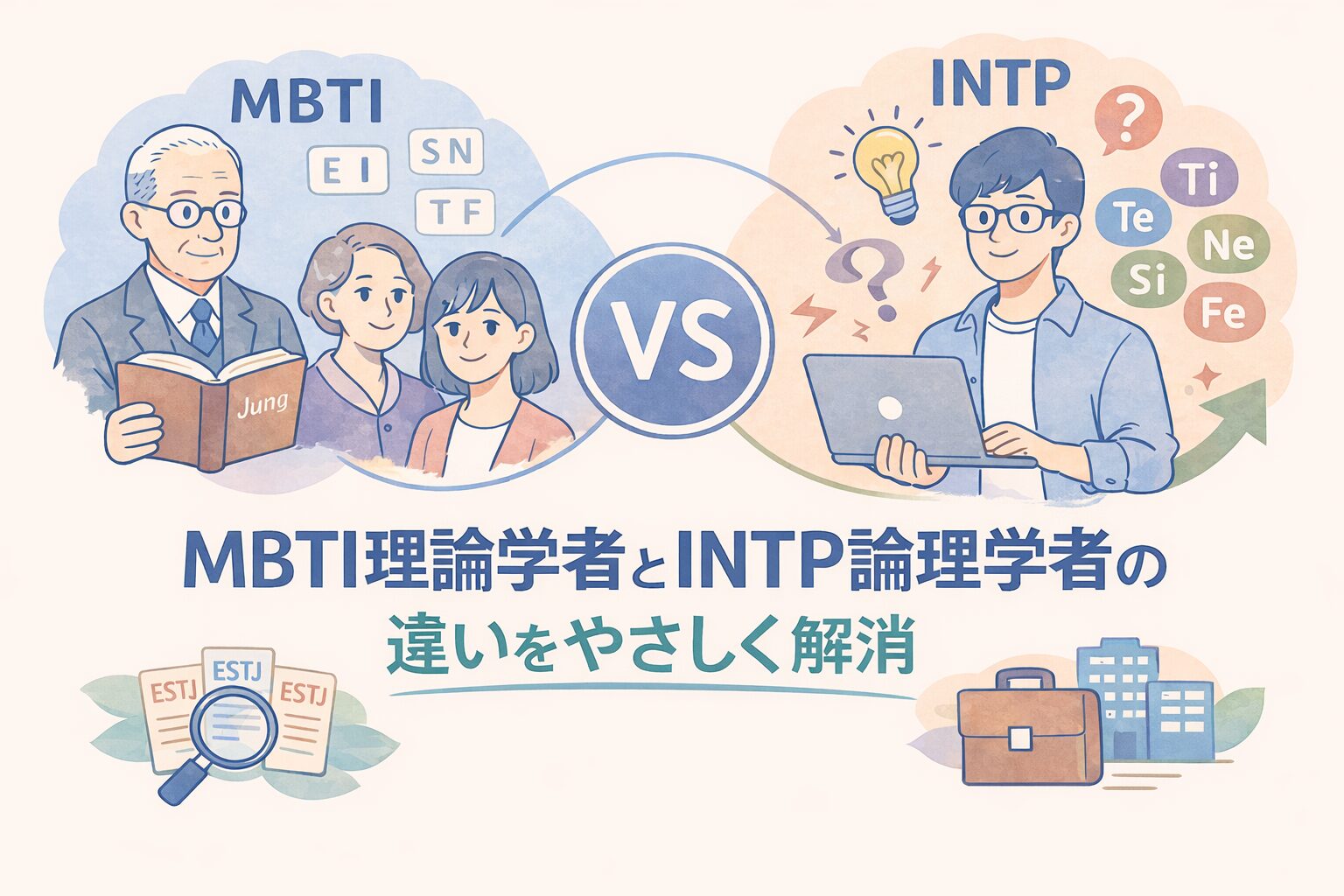 MBTI理論学者とINTP論理学者の違いをやさしく解消のイメージ図
