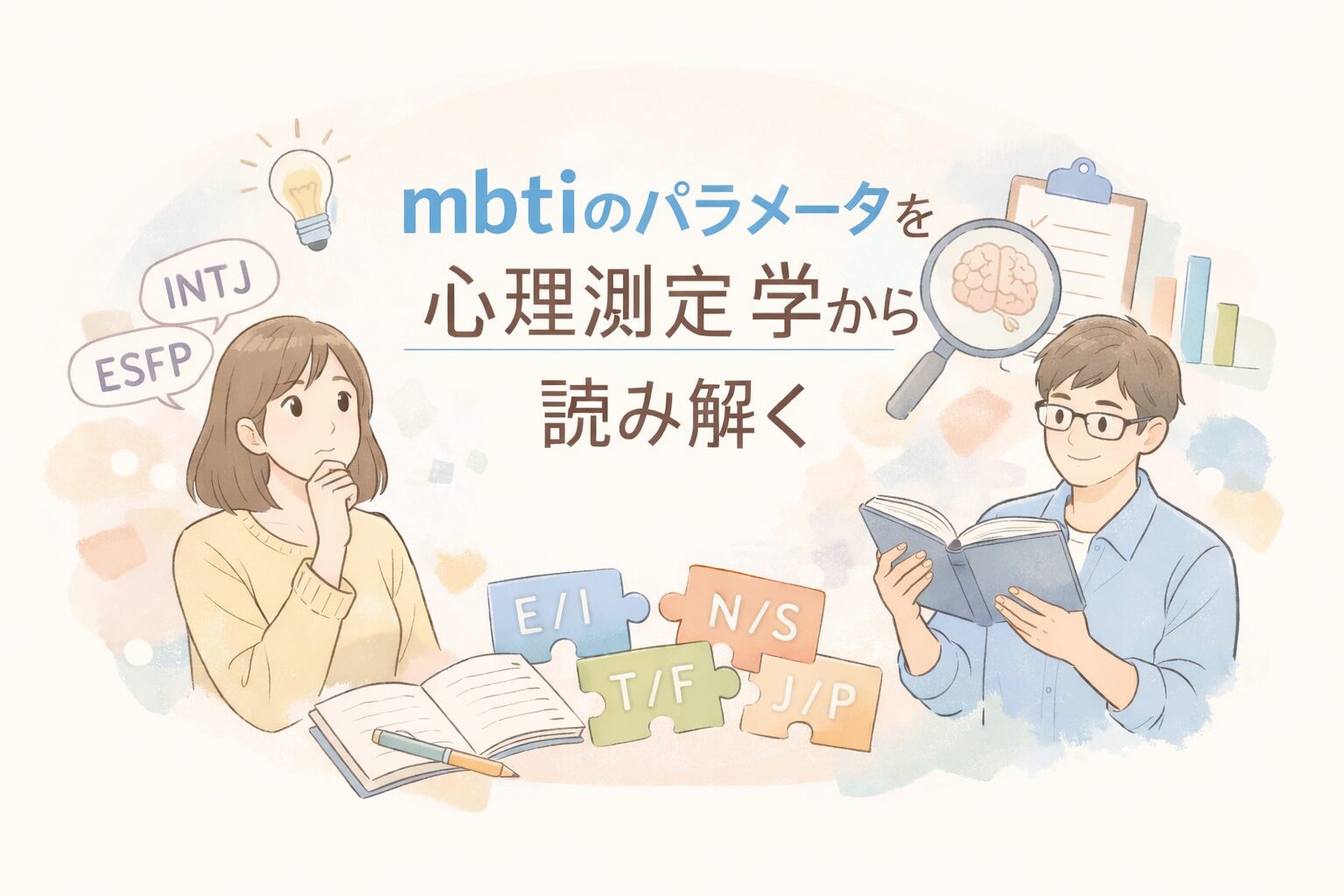 mbtiのパラメータを心理測定学から読み解くイメージ図