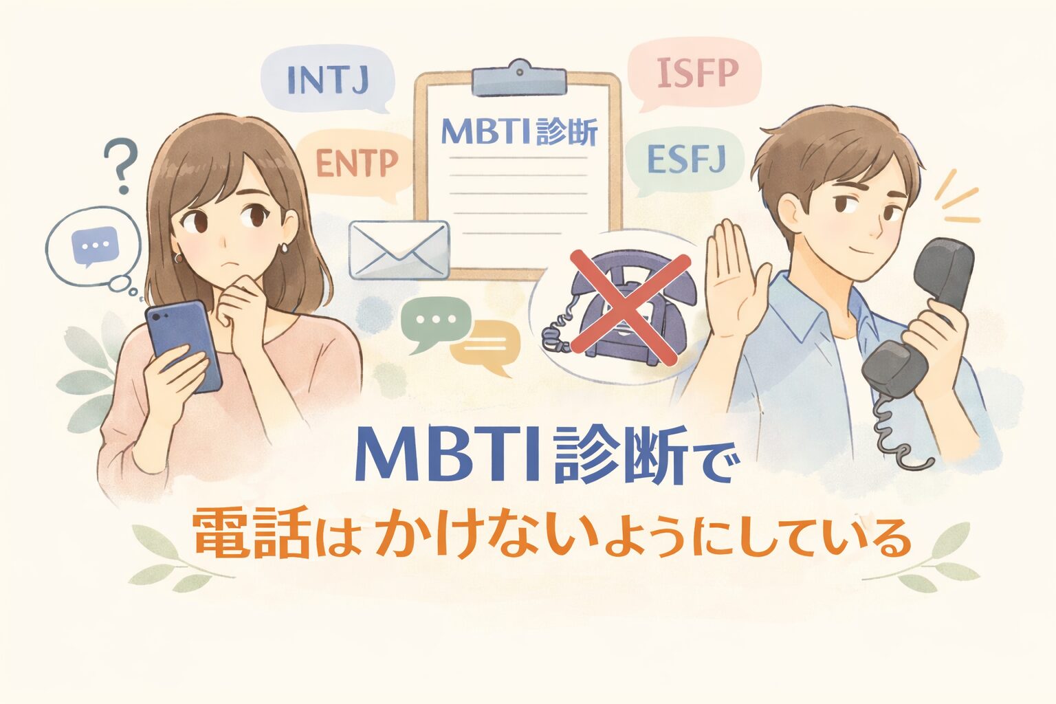 MBTI診断で電話はかけないようにしているのイメージ図