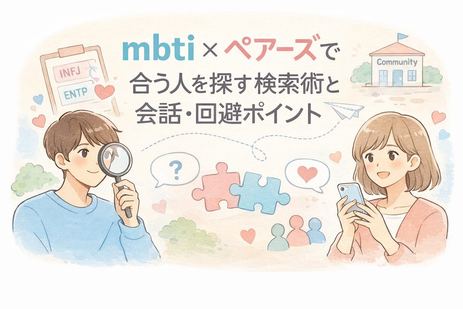 mbti×ペアーズで合う人を探すイメージ図